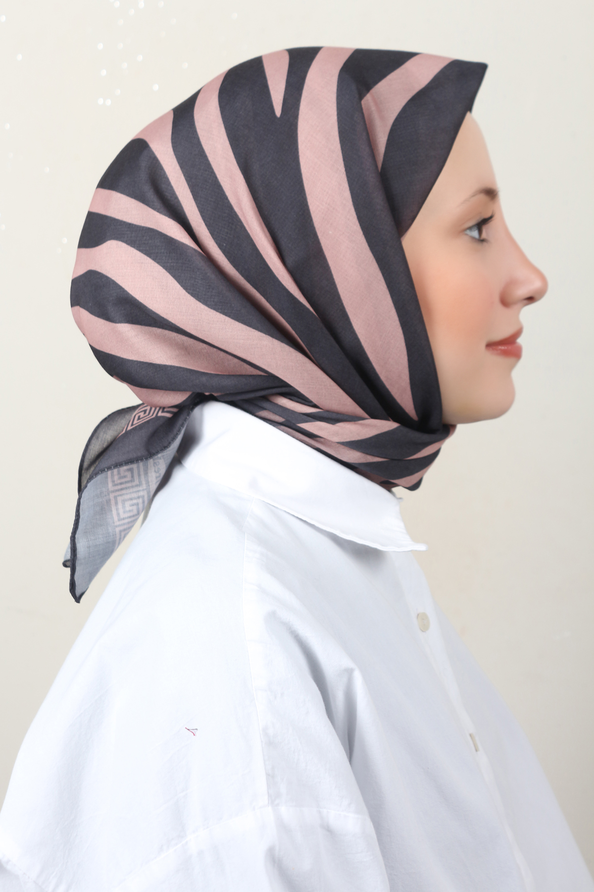 Lux Soft Pamuklu Eşarp 4040-205 Siyah-Toprak 