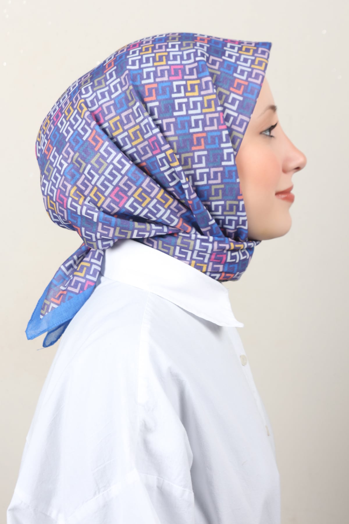 Lux Soft Pamuklu Eşarp 4040-225 Saks 