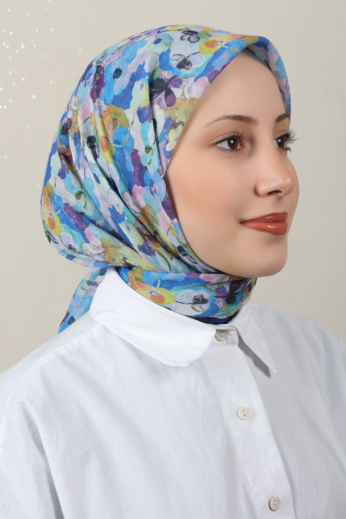 Lux Soft Pamuklu Eşarp 4040-232 Saks 