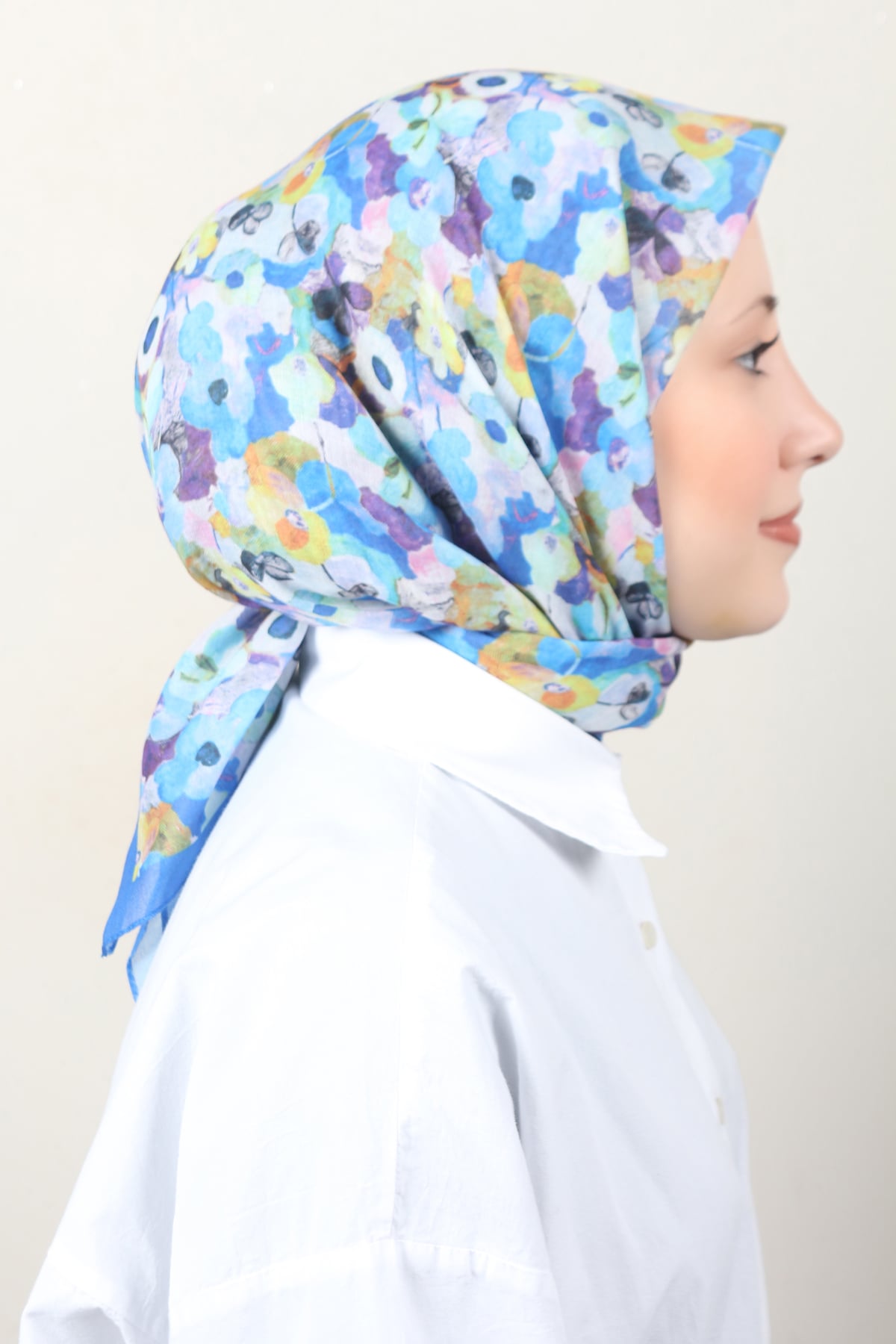 Lux Soft Pamuklu Eşarp 4040-232 Saks 