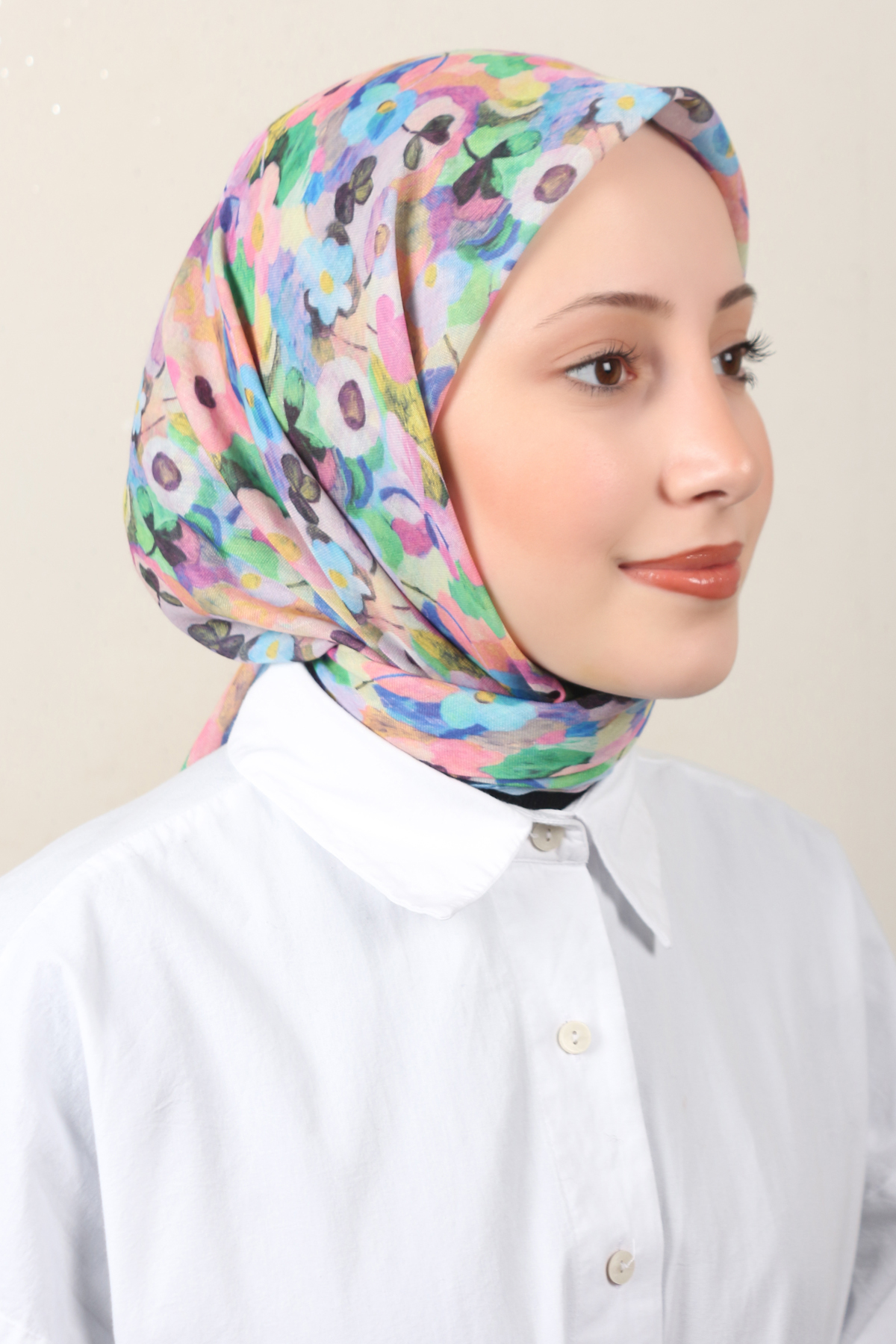 Lux Soft Pamuklu Eşarp 4040-233 Mavi