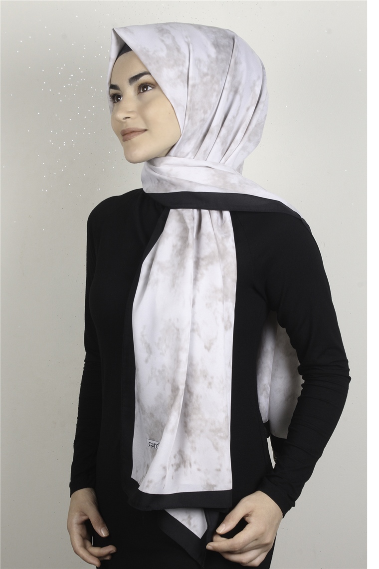 Medine Desenli Şal 1804-6 Siyah-Vizon