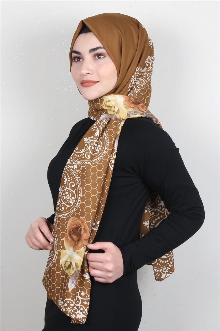 Medine Desenli Şal 1808-3 Camel