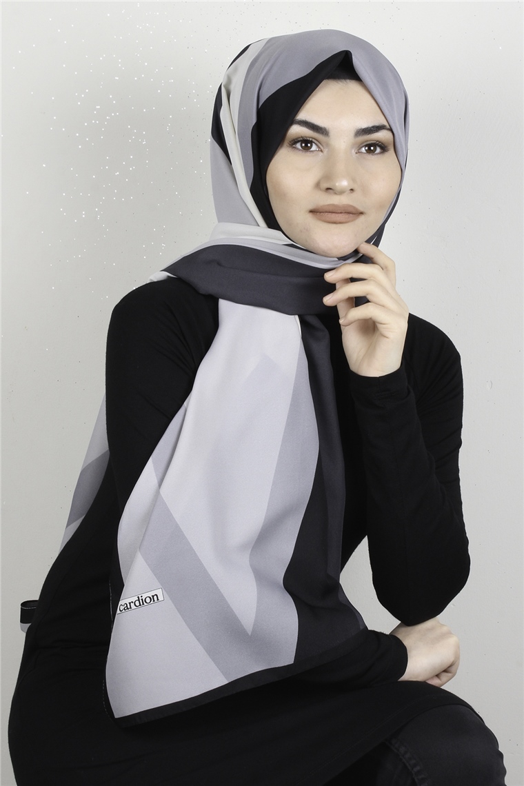 Medine Desenli Şal 1810-12 Gri