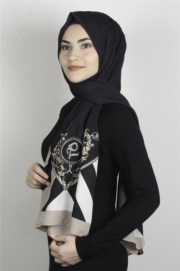 Medine Desenli Şal 1819-15 Siyah