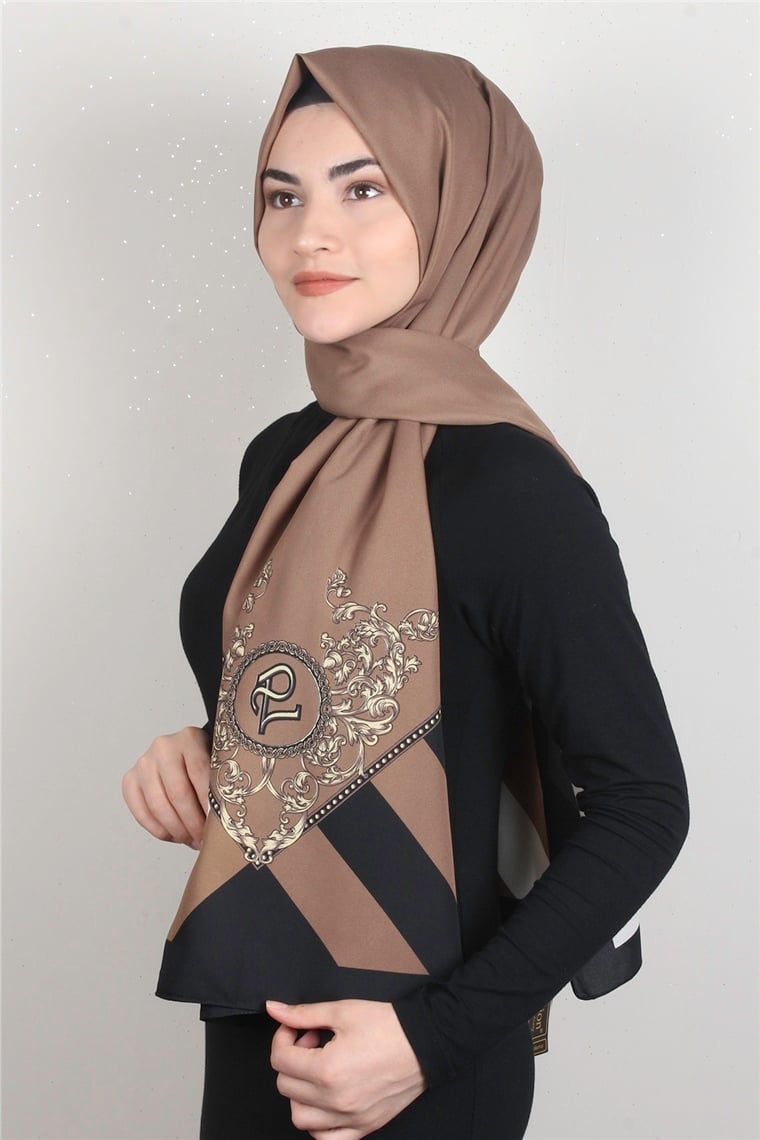Medine Desenli Şal 1819-7 Sütlü Kahve