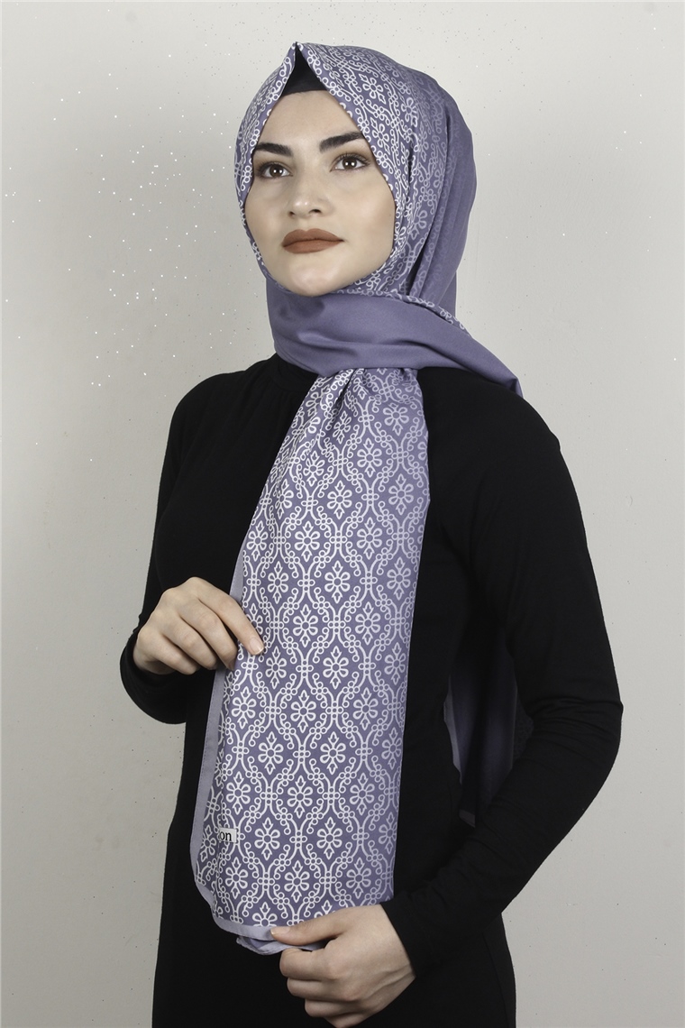 Medine Desenli Şal 1827-18 Etnik İndigo