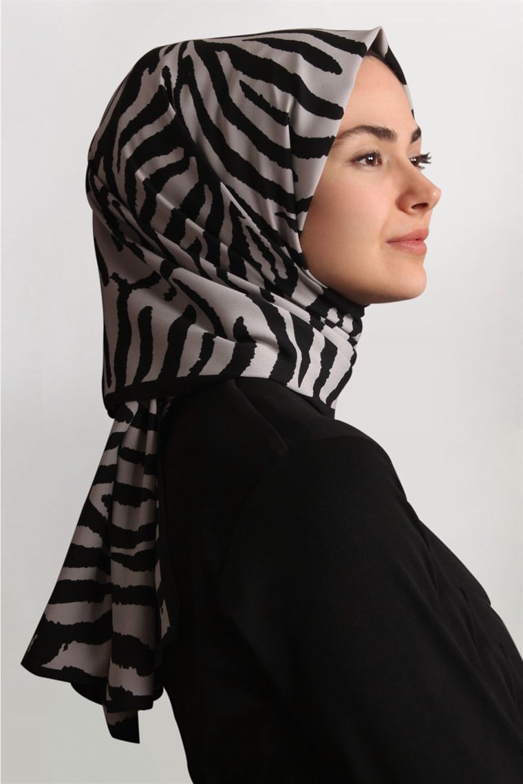 Medine Desenli Şal 1840-50 Zebra Siyah-Taş