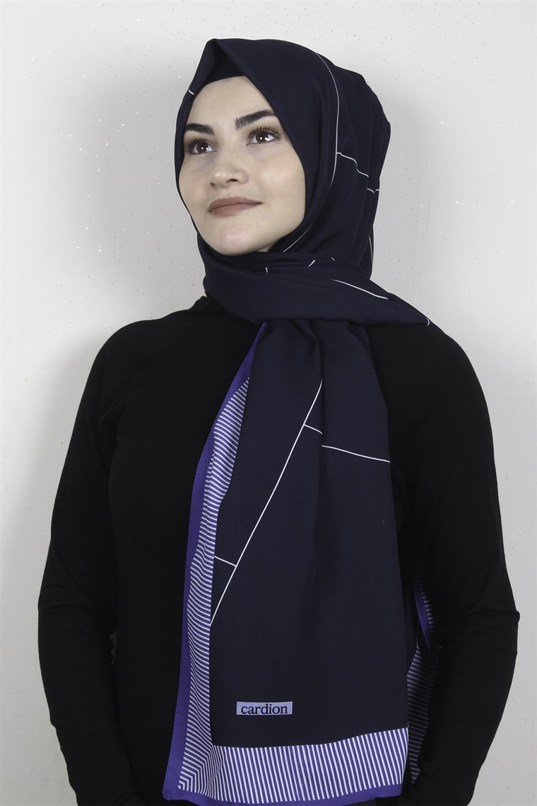 Medine Desenli Şal 1899-16 Lacivert-Mavi