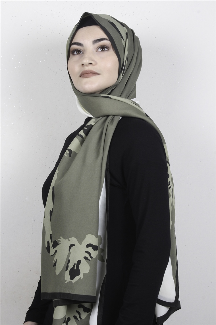 Medine Desenli Şal 2420-1 Haki