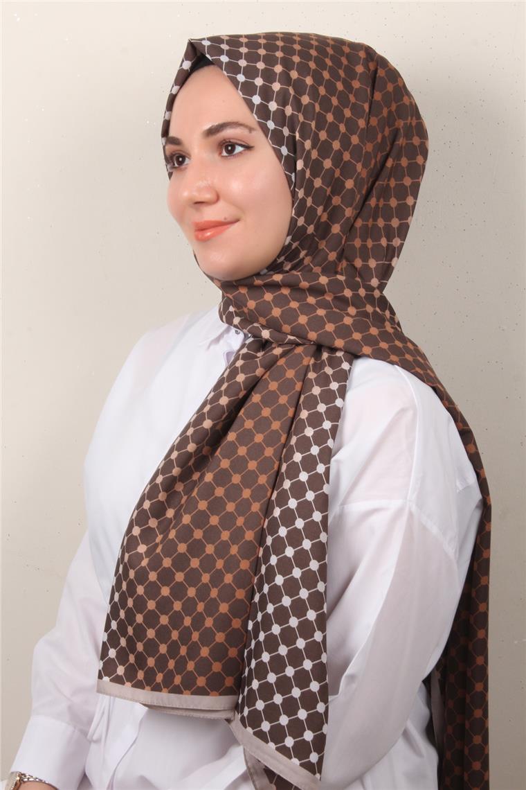 Medine Desenli Şal 2422-12 Kahverengi