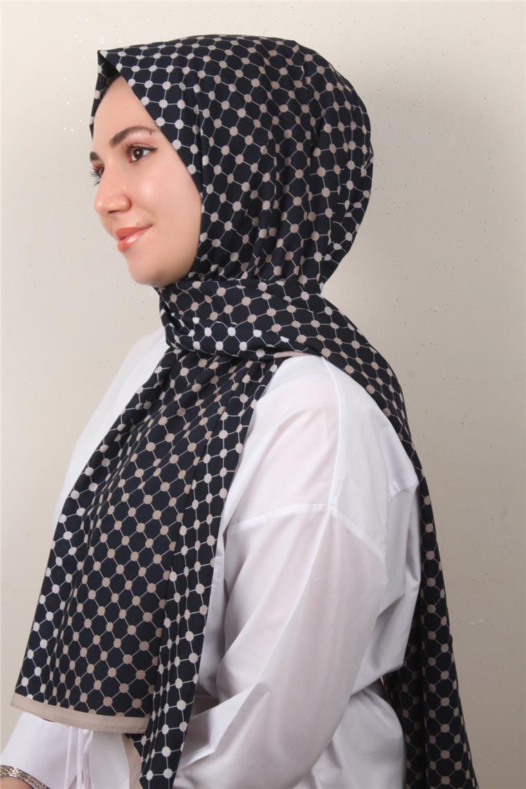 Medine Desenli Şal 2422-17 Lacivert