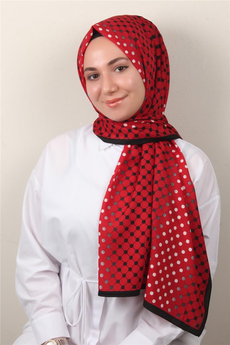 Medine Desenli Şal 2422-4 Kırmızı