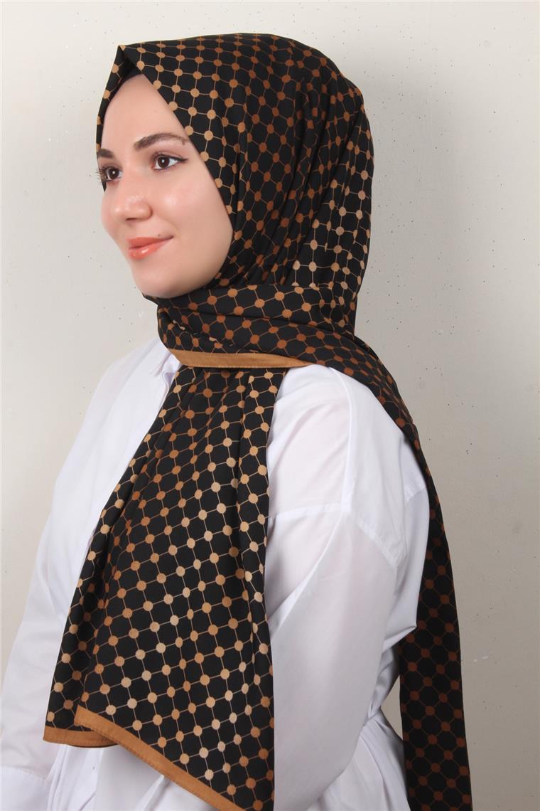 Medine Desenli Şal 2422-5 Siyah-Karamel