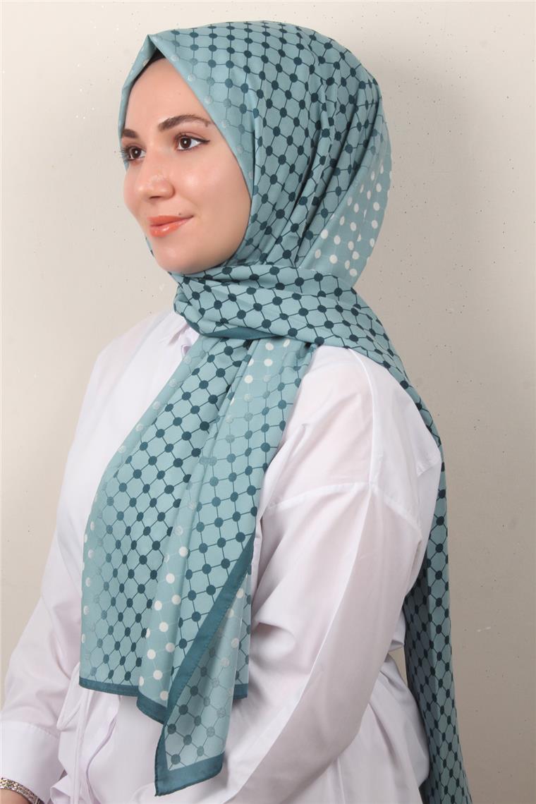 Medine Desenli Şal 2422-7 Su Mavisi
