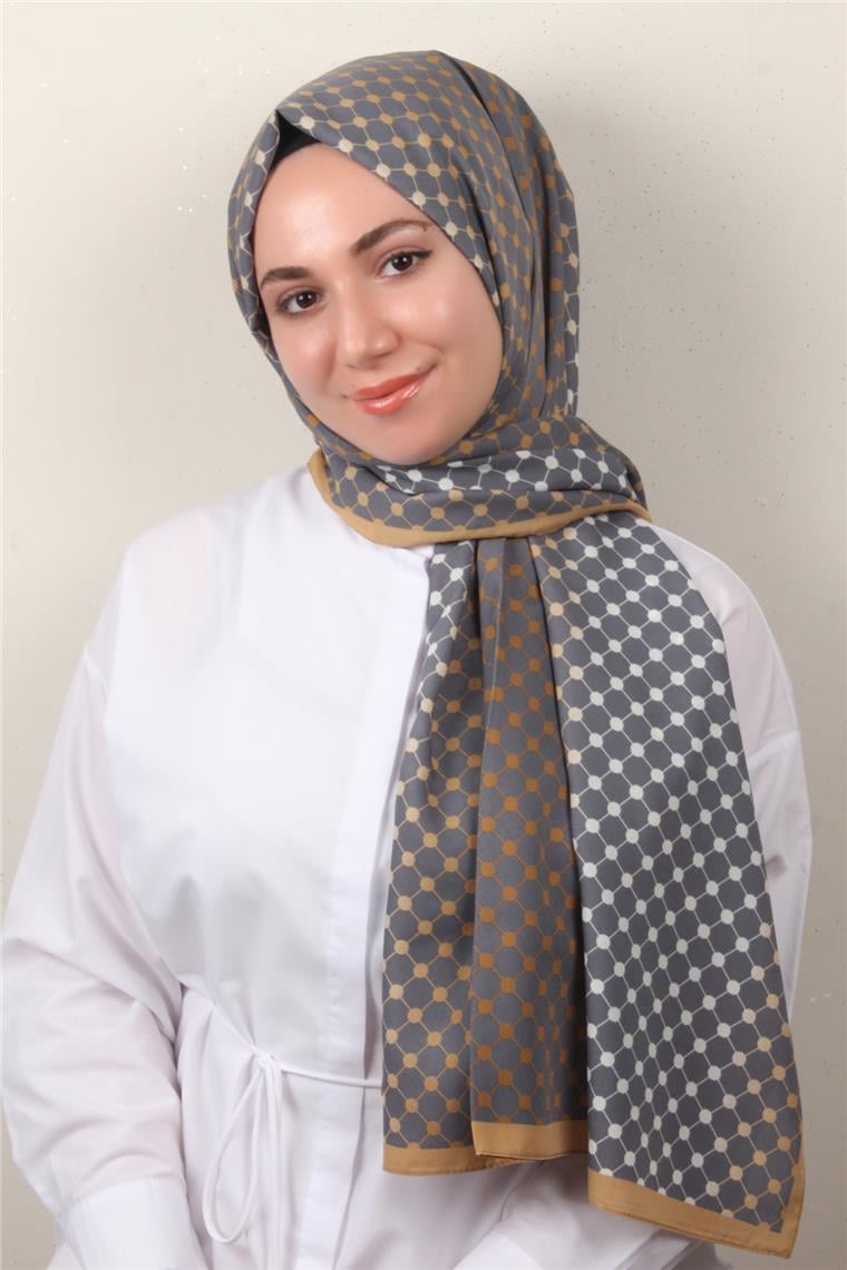 Medine Desenli Şal 2422-8 Füme