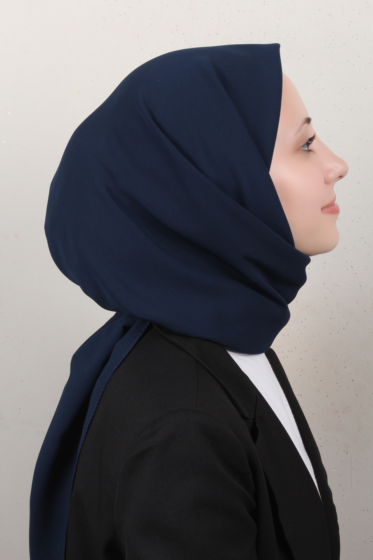 Medine İpeği Eşarp 1871-26 Lacivert