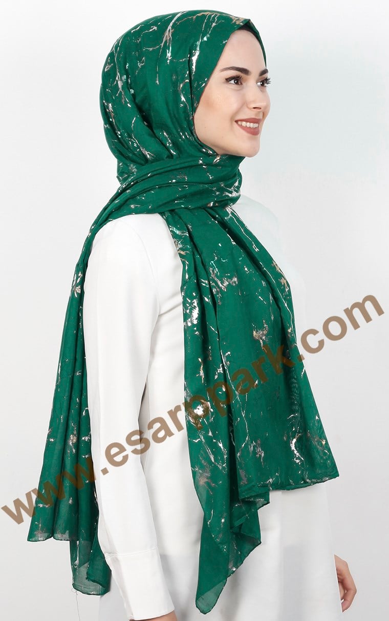 Mermer Desen Yaldızlı Şal 5223-1