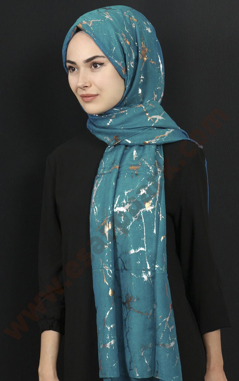 Mermer Desen Yaldızlı Şal 5223-14