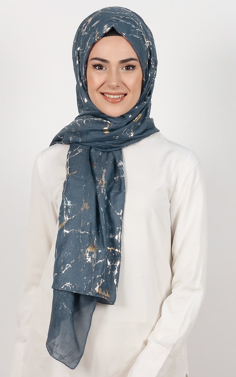 Mermer Desen Yaldızlı Şal 5223-15