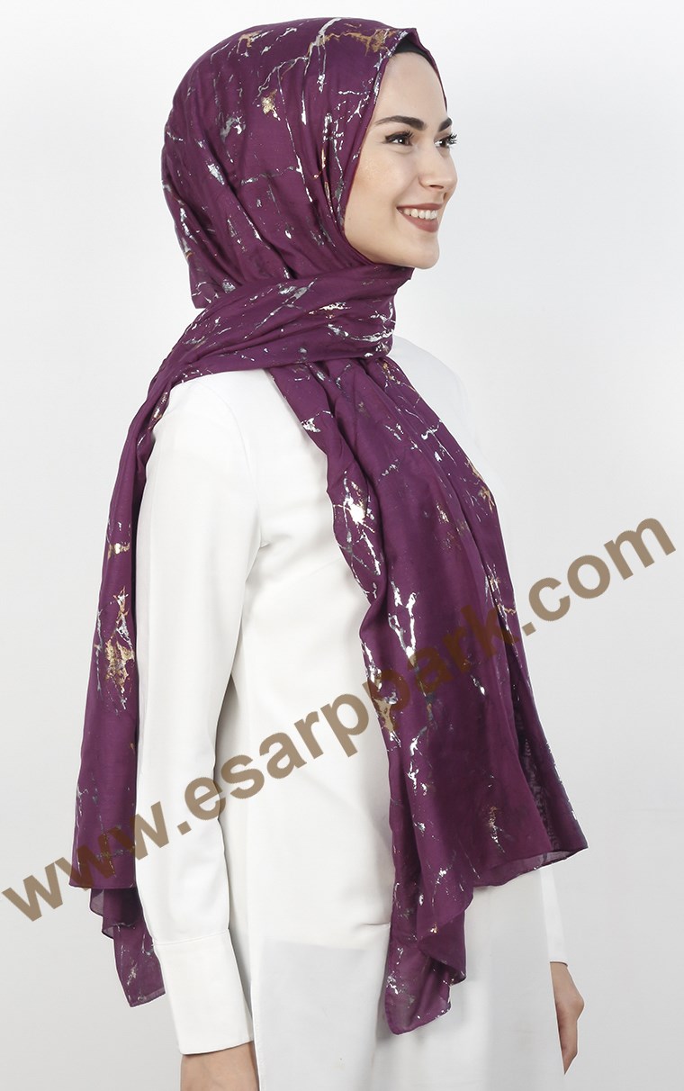 Mermer Desen Yaldızlı Şal 5223-2
