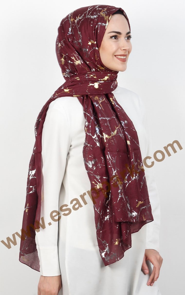Mermer Desen Yaldızlı Şal 5223-4