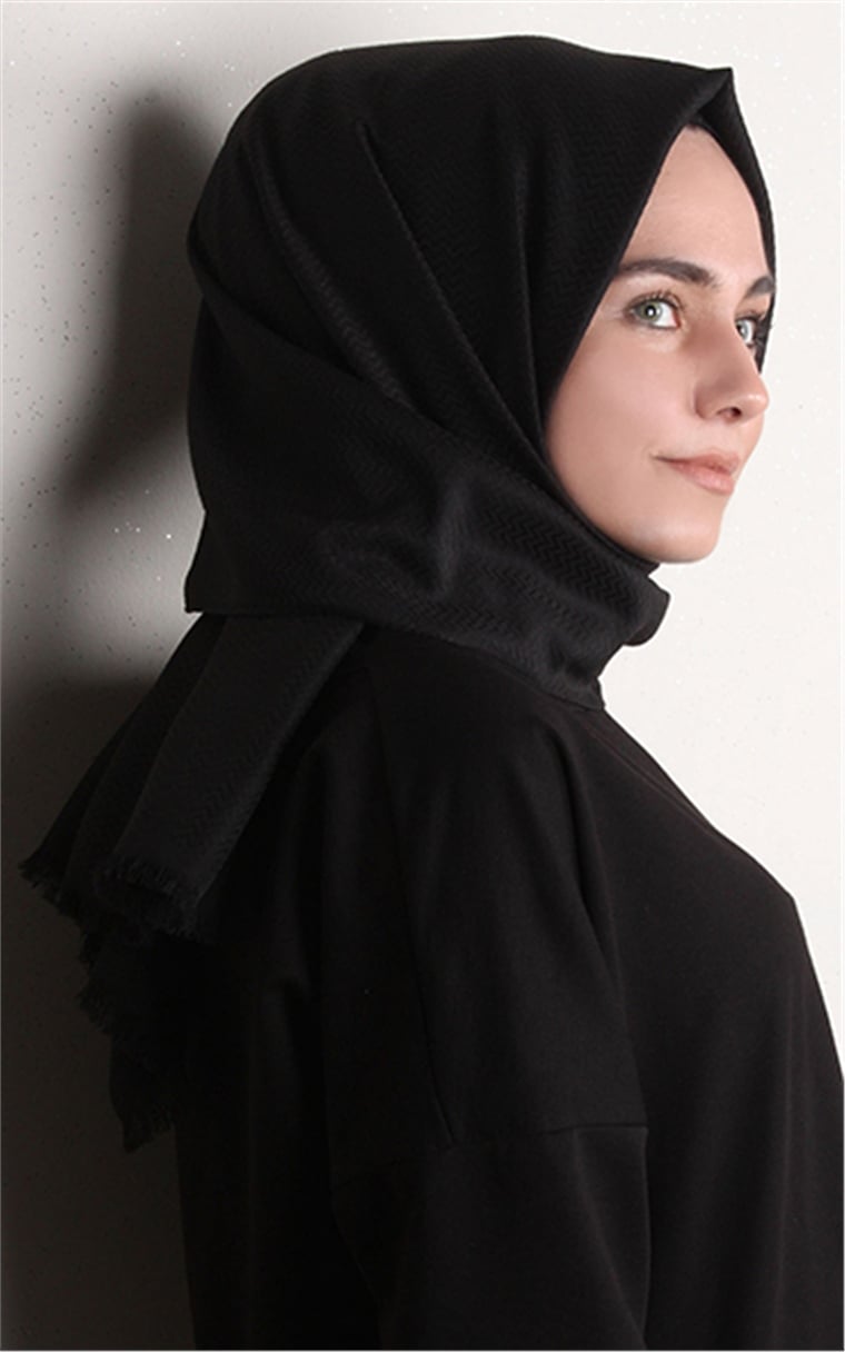 Minimal Desen Şal 1465-1 Siyah