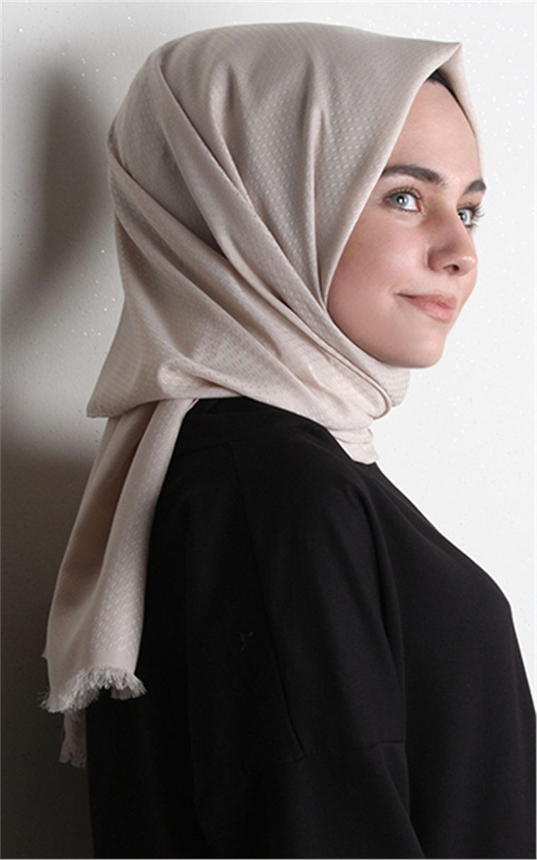 Minimal Desen Şal 1465-11 Bej