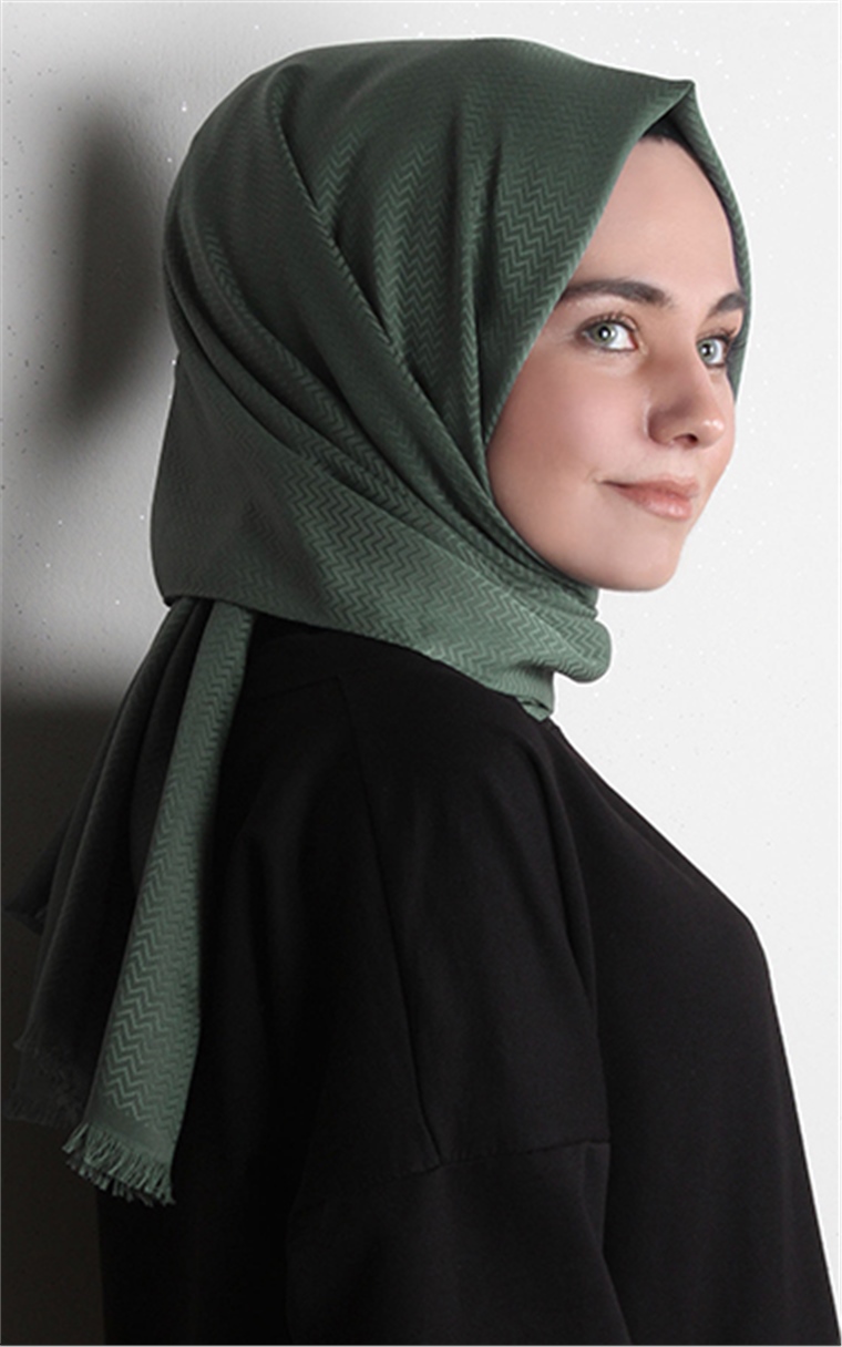 Minimal Desen Şal 1465-19 Mint Yeşili