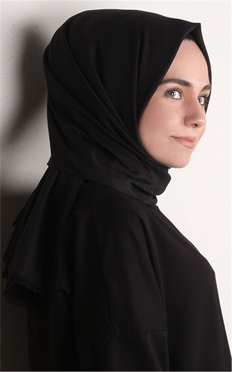 Minimal Desen Şal 1465-5 Siyah