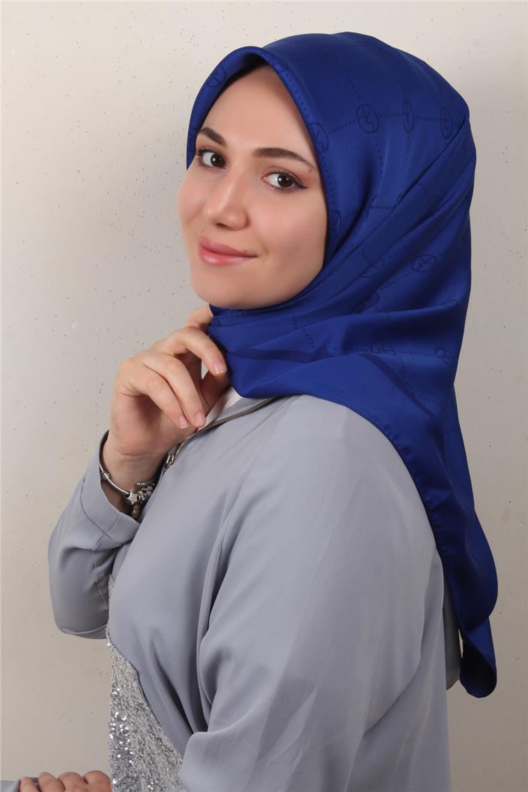 Modakaşmir İpeksi Jakar Eşarp 5357-4 Saks Mavisi