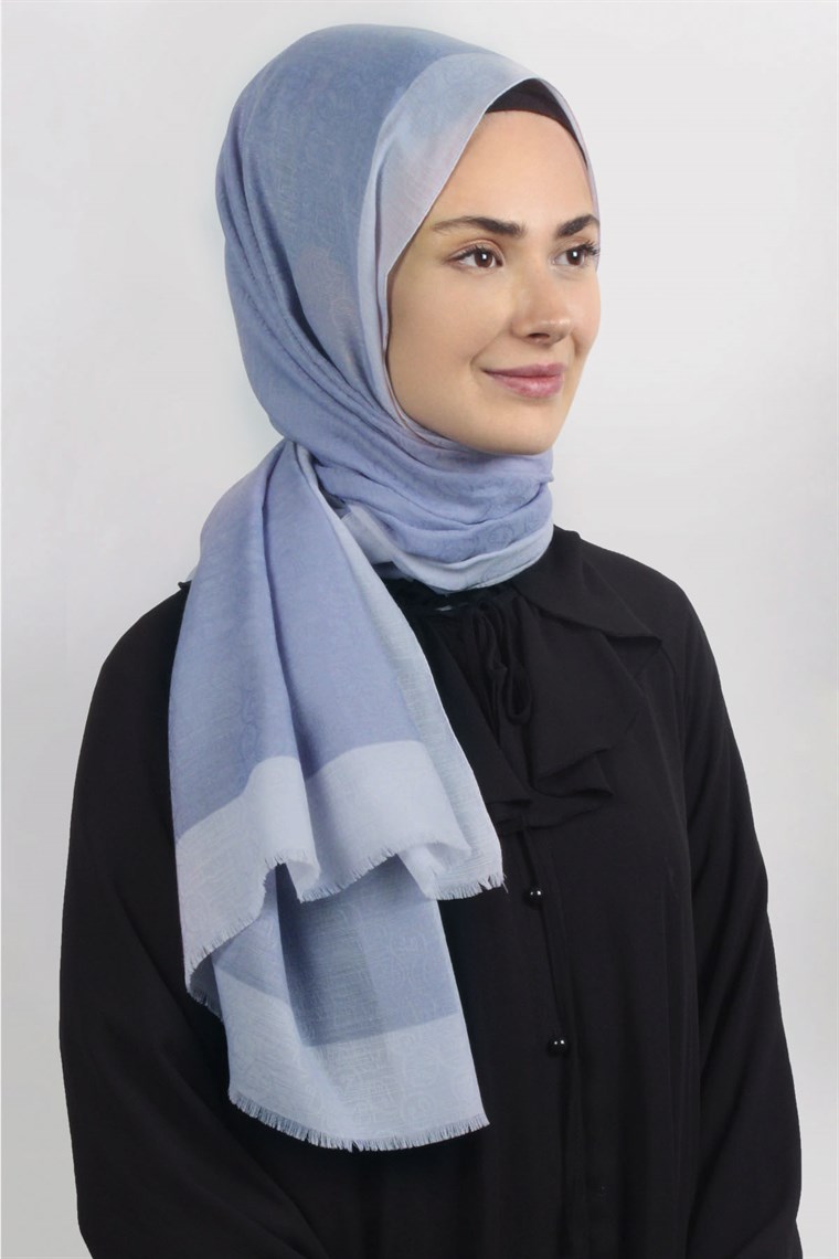 Monogram Şal 127-3 Bebe Mavisi