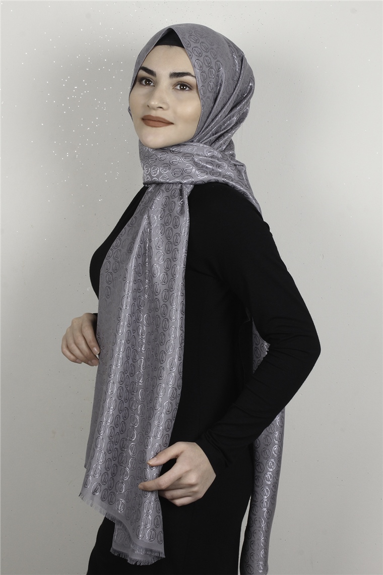 Monogram Şal 144-9 Gri