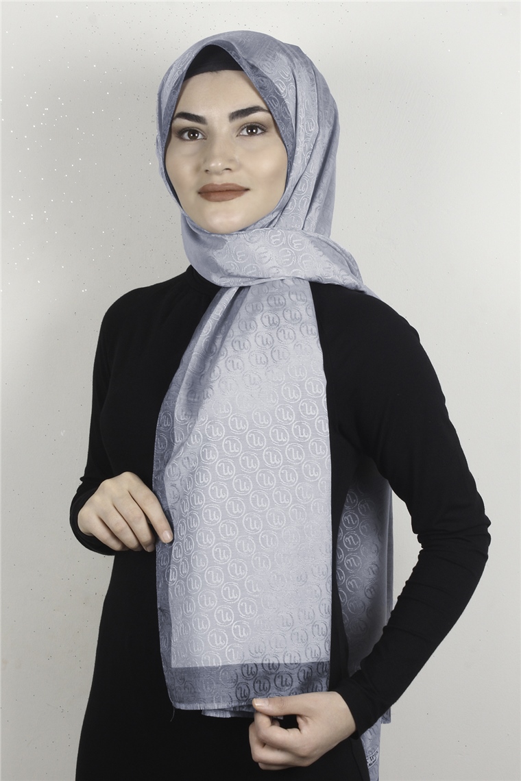 Monogram Şal 145-2 Gümüş
