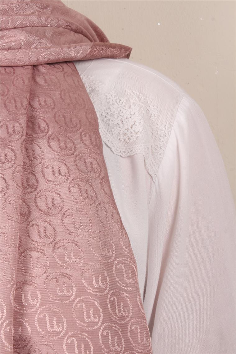 Monogram Şal 145-48 Koyu Pudra