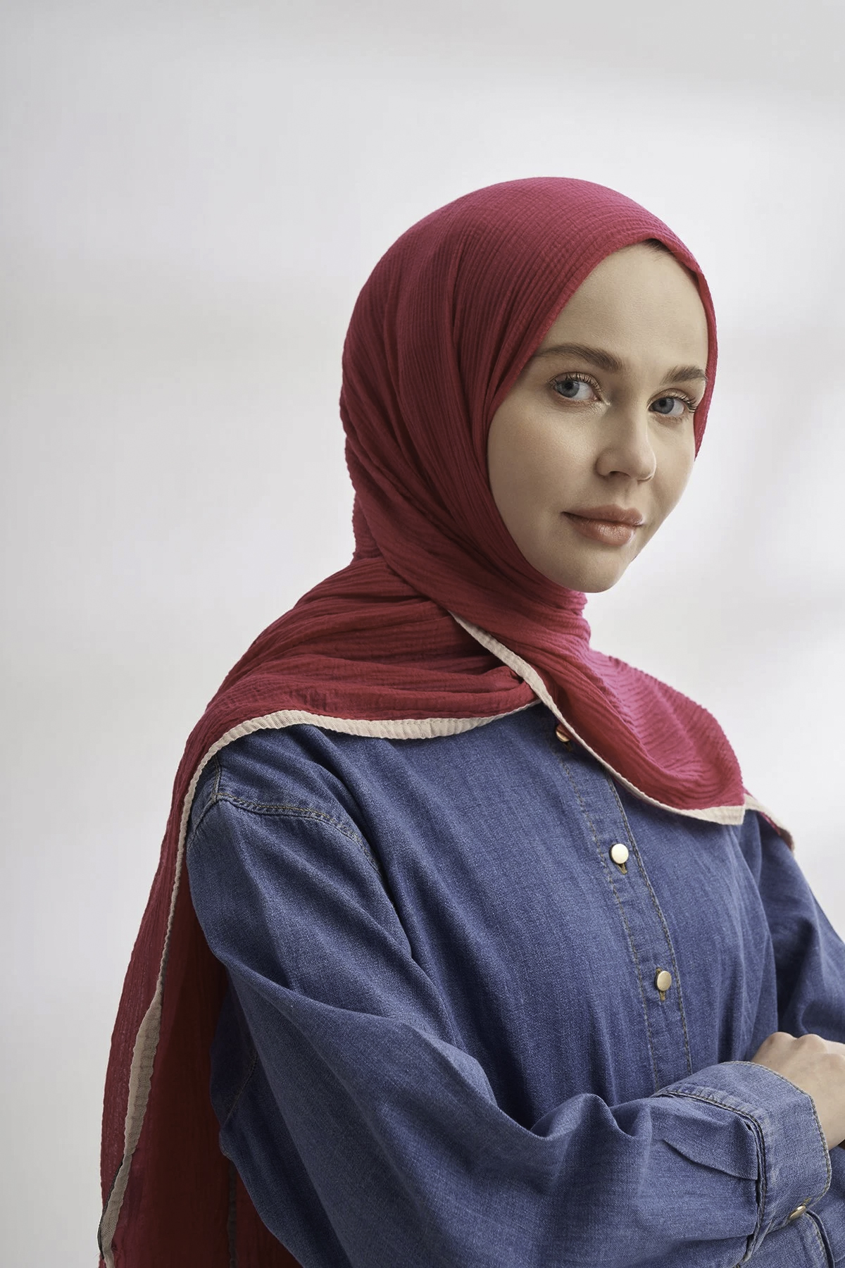 Müslin Biyeli Şal 3352-128 Fuşya