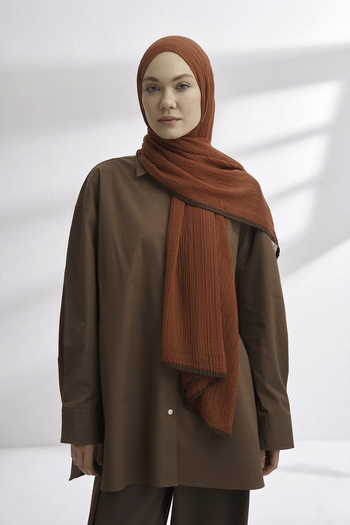 Müslin Biyeli Şal 3352-85 Kiremit