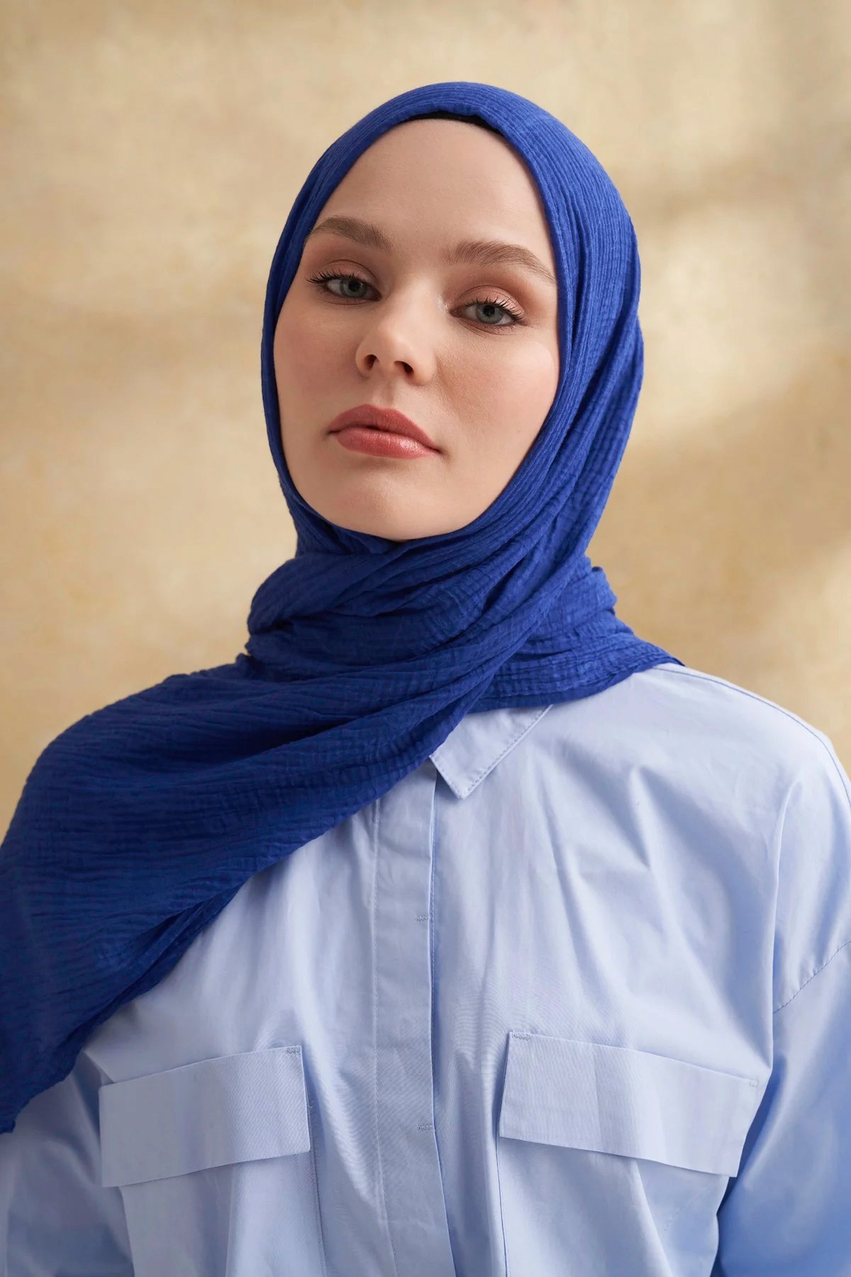 Müslin Yaprak Desen Şal 3351-1033 Morcivert 