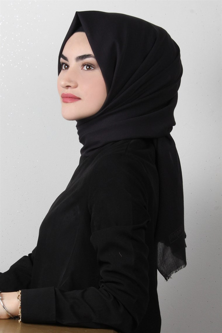 Natural Pamuk Şal 1493-4 Siyah