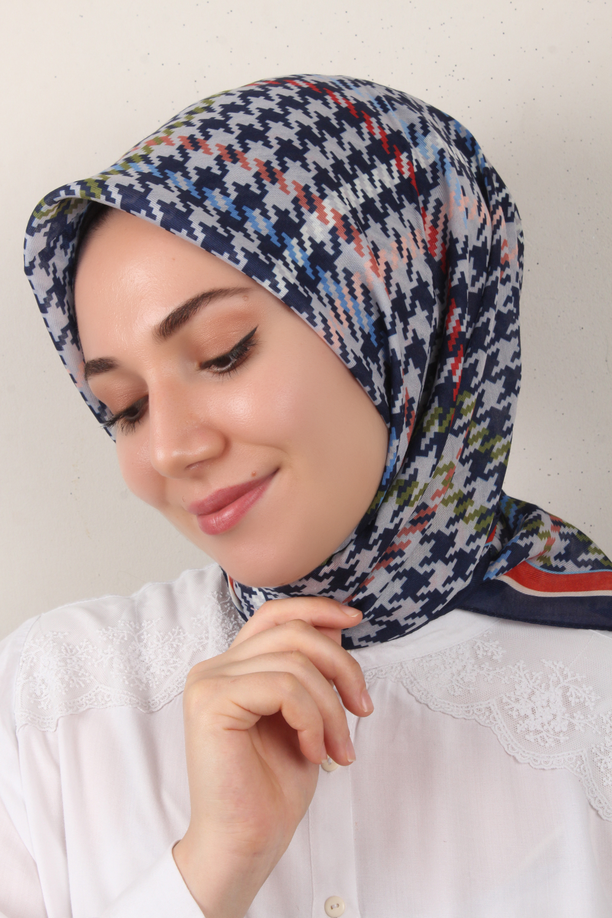Nirvana Soft Eşarp 3345-6 Lacivert-Kiremit