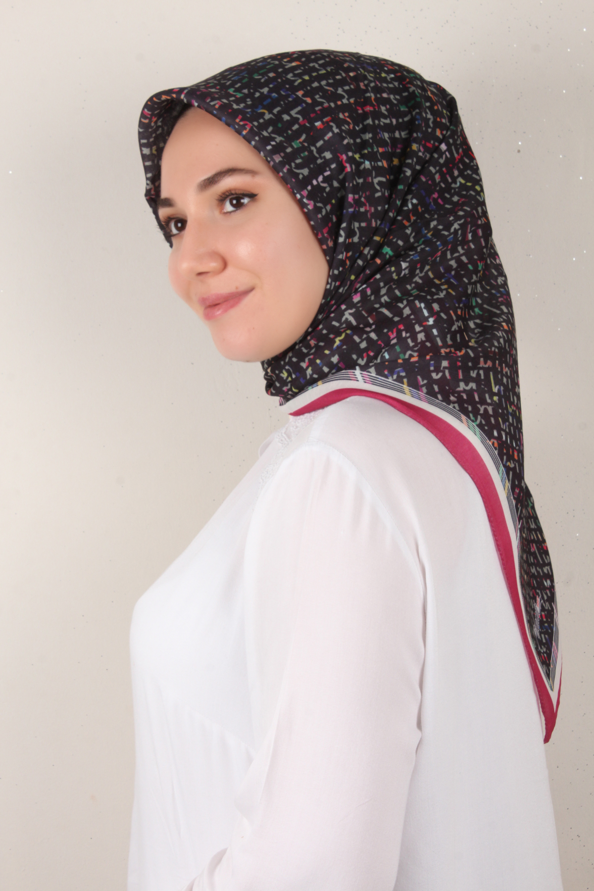 Nirvana Soft Eşarp 3347-6 Siyah-Pembe