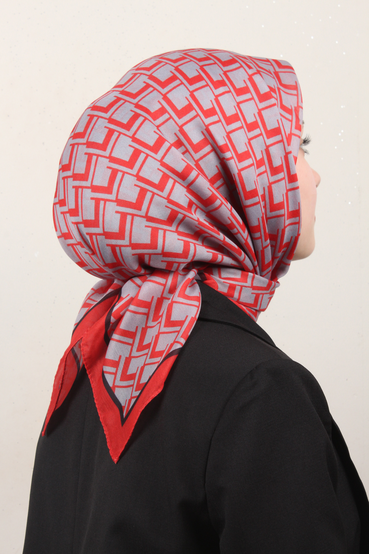 Nirvana Soft Eşarp 8110-17 Kırmızı-Gri