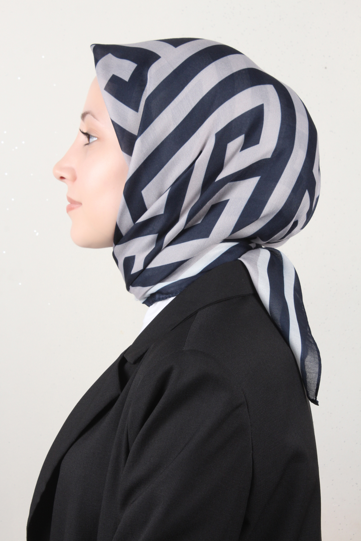 Nirvana Soft Eşarp 8113-17 Lacivert-Gri