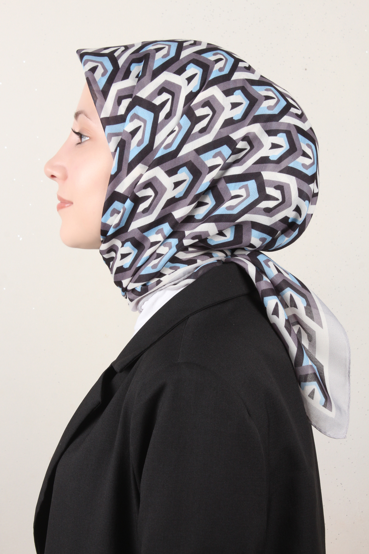 Nirvana Soft Eşarp 8114-8 Gri-Mavi