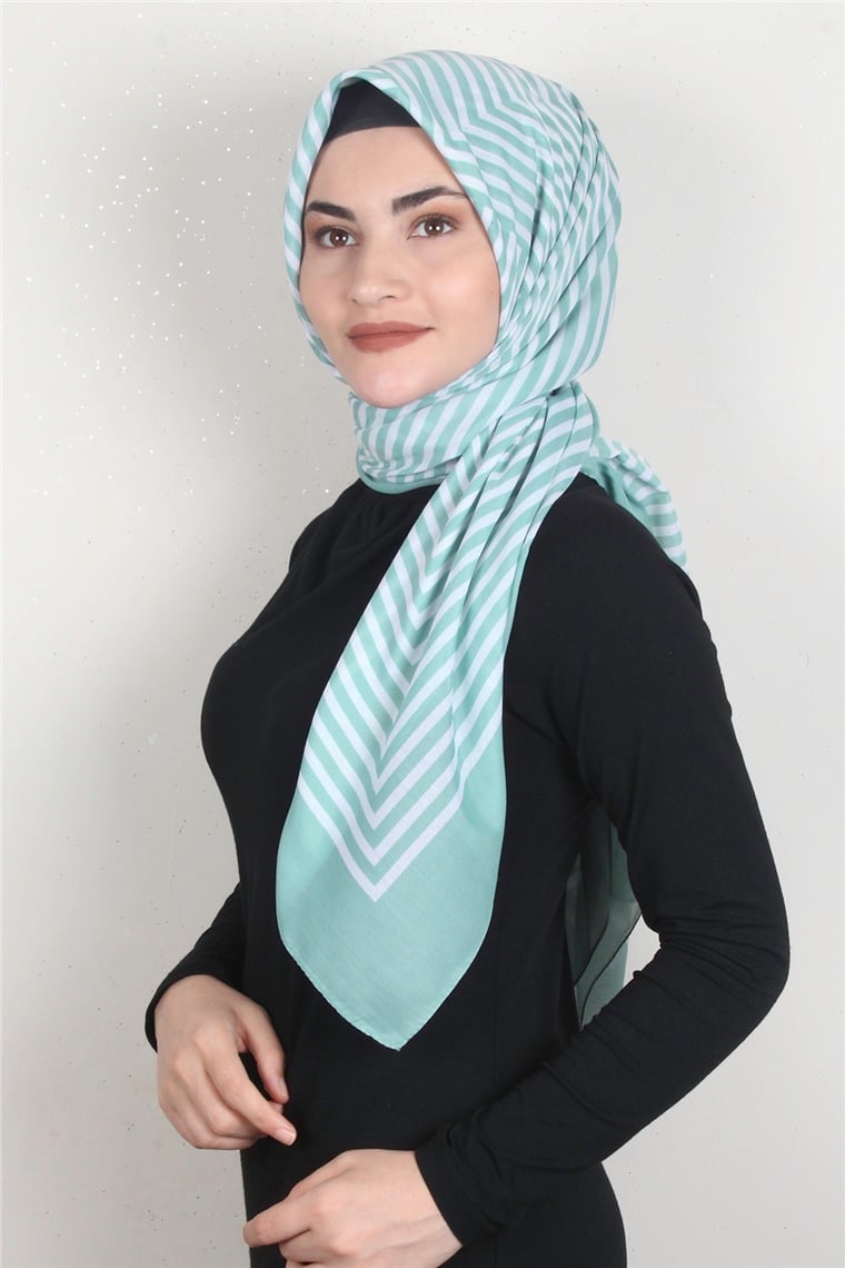 Pamuklu 140x140 Cm Eşarp 1070-59 Mint Yeşili