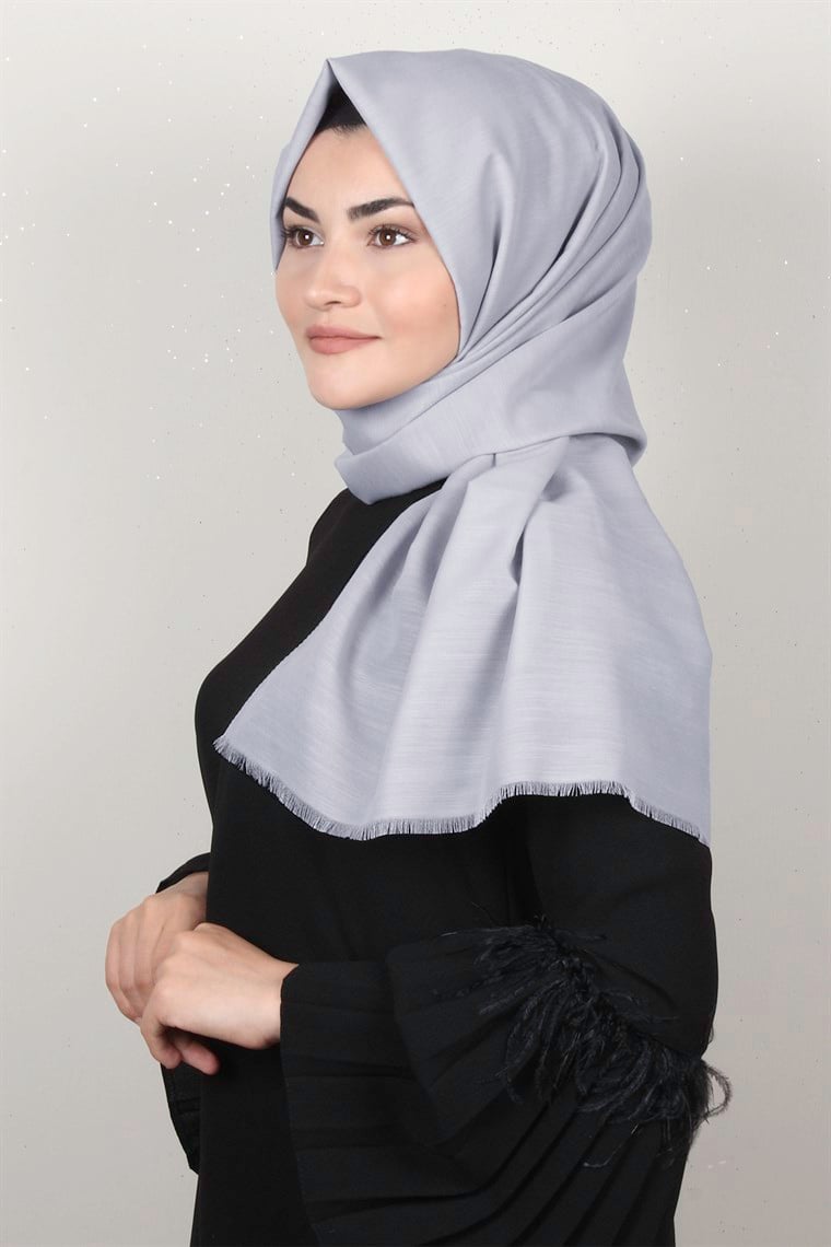 Pamuklu Ağaç Kabuğu Şal 1654-13 Gümüş