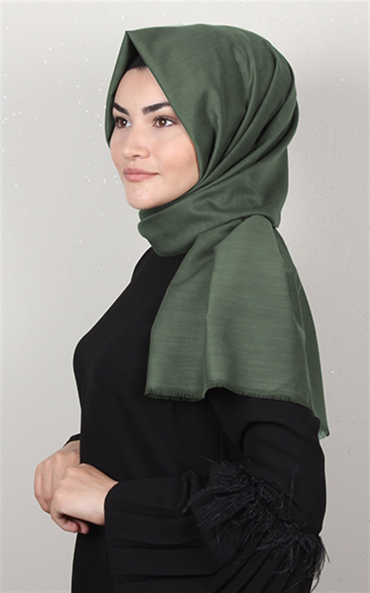 Pamuklu Ağaç Kabuğu Şal 1654-2 Haki