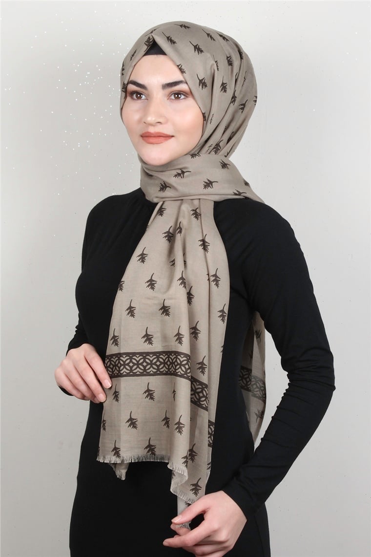 Pamuklu Desenli Şal 5754-6 Çağla Yeşili