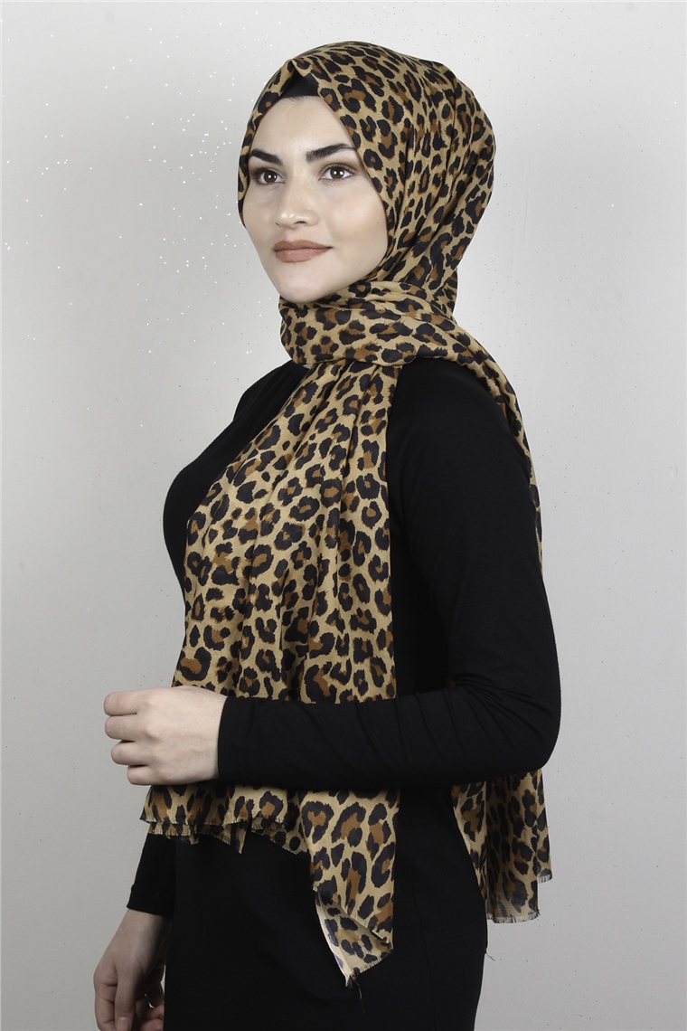 Pamuklu Desenli Şal 5755-2 Bal Köpüğü