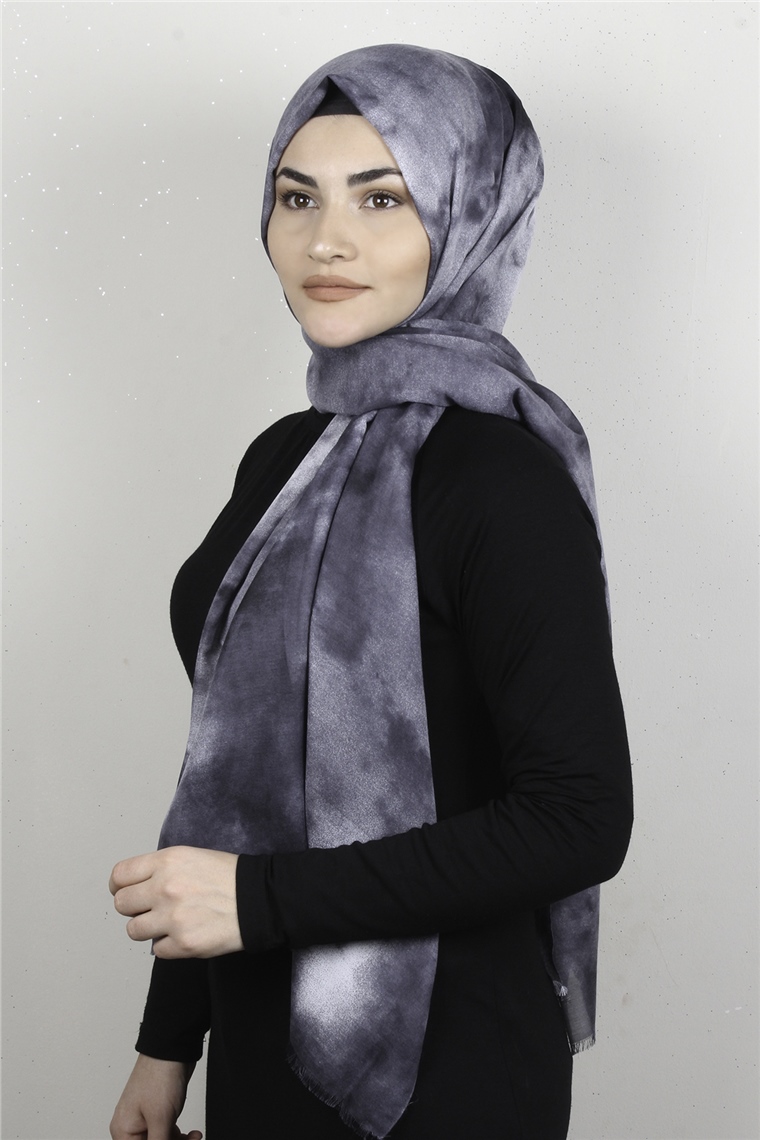Pamuklu Desenli Şal 5756-2 Gri